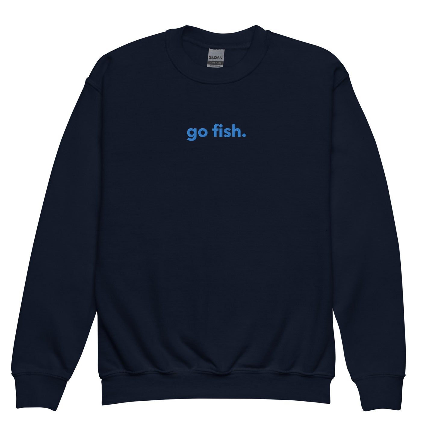 “gofish.”EmbroideredYouth crewneck sweatshirt