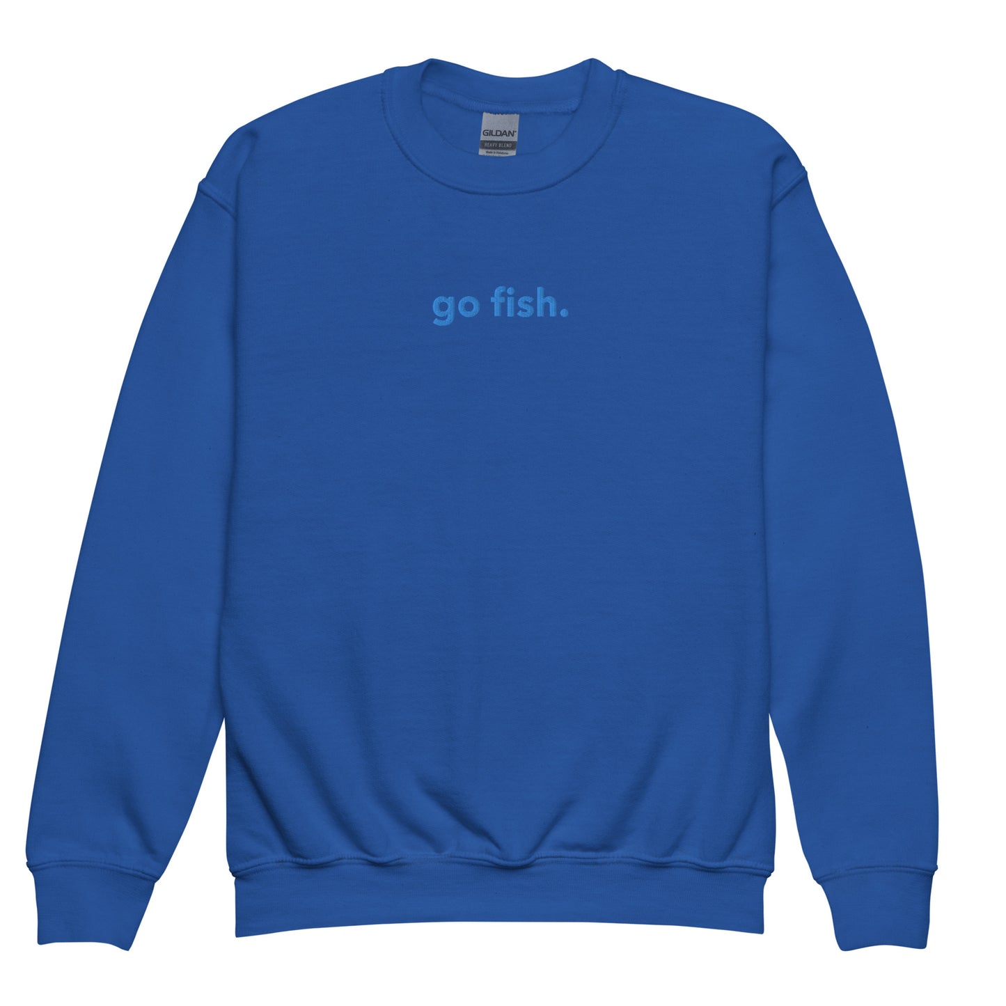 “gofish.”EmbroideredYouth crewneck sweatshirt