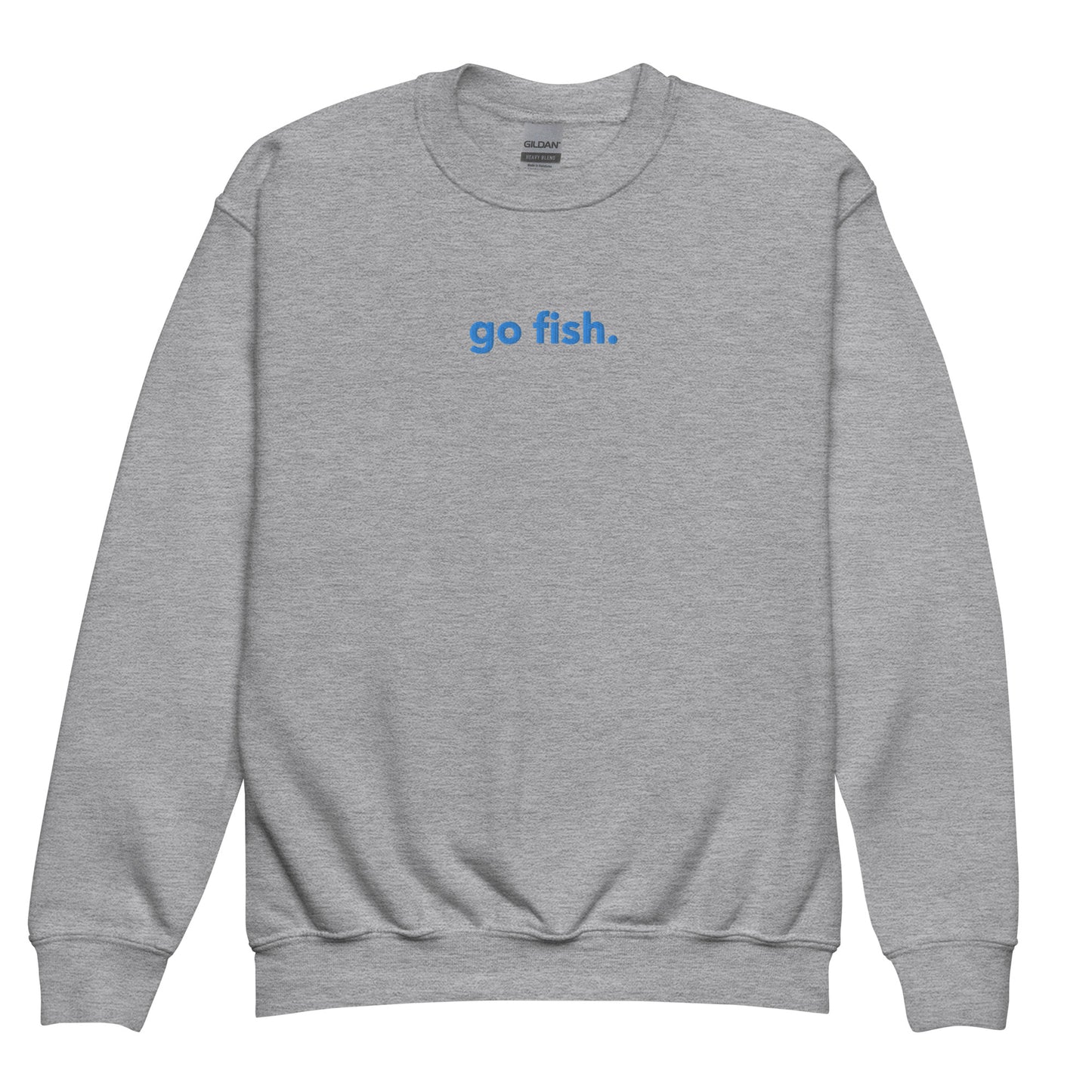 “gofish.”EmbroideredYouth crewneck sweatshirt