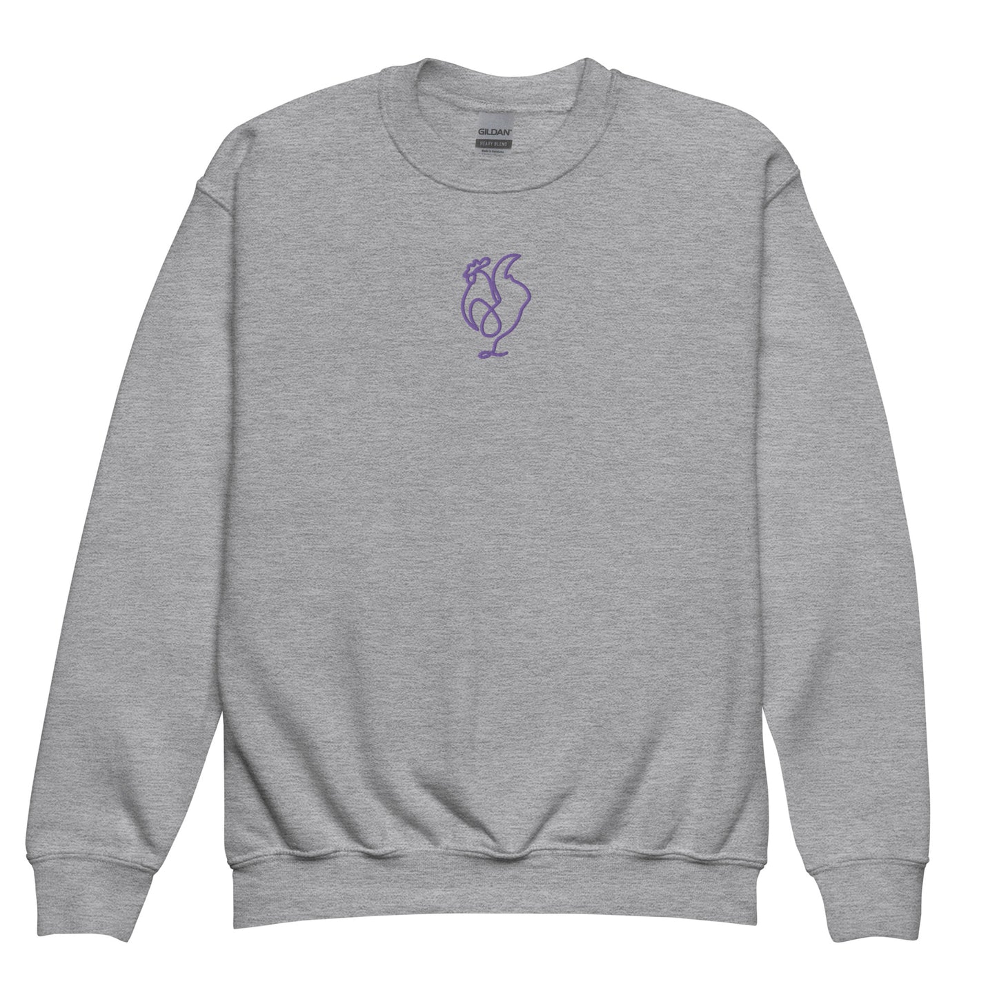 Purple Chicken Embroidered Youth crewneck sweatshirt