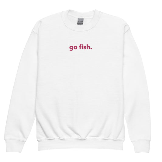 “go fish.” PINK Embroidered Youth crewneck sweatshirt
