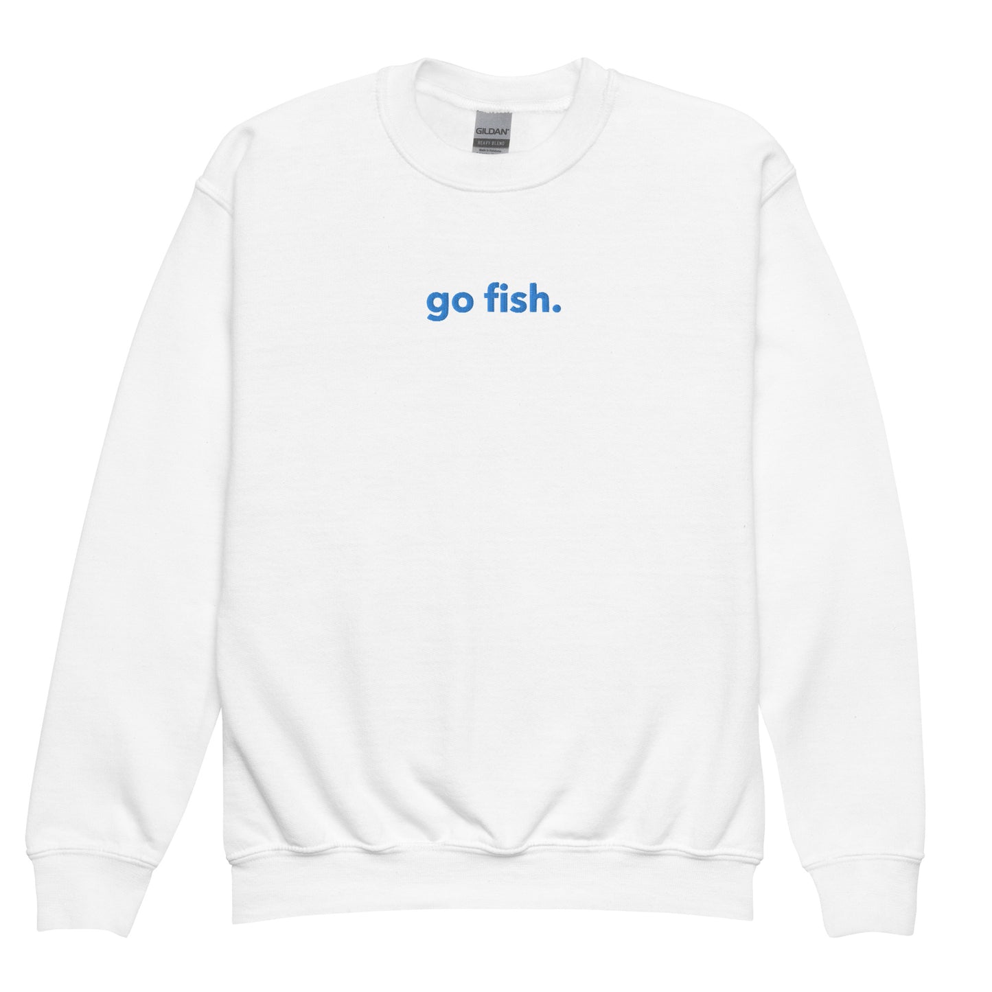 “gofish.”EmbroideredYouth crewneck sweatshirt