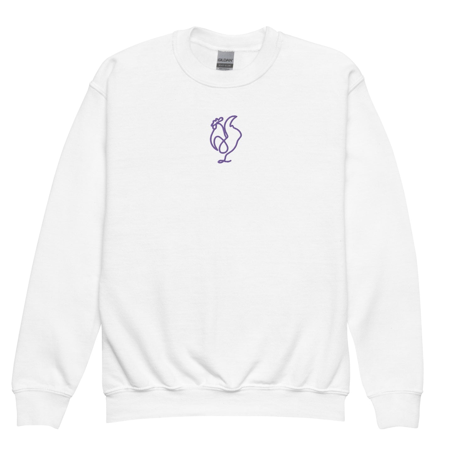 Purple Chicken Embroidered Youth crewneck sweatshirt