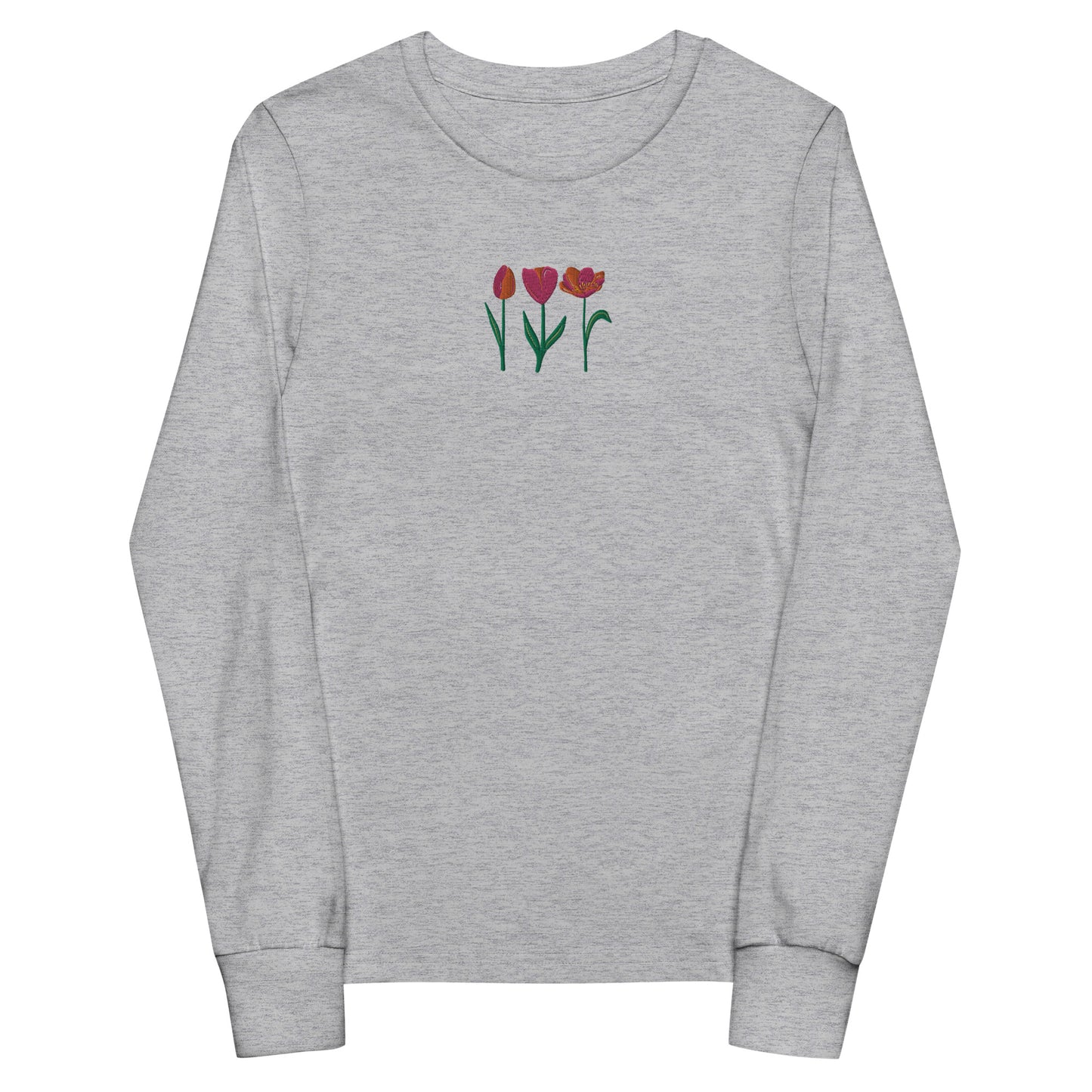 Three Tulips Embroidered Youth long sleeve tee