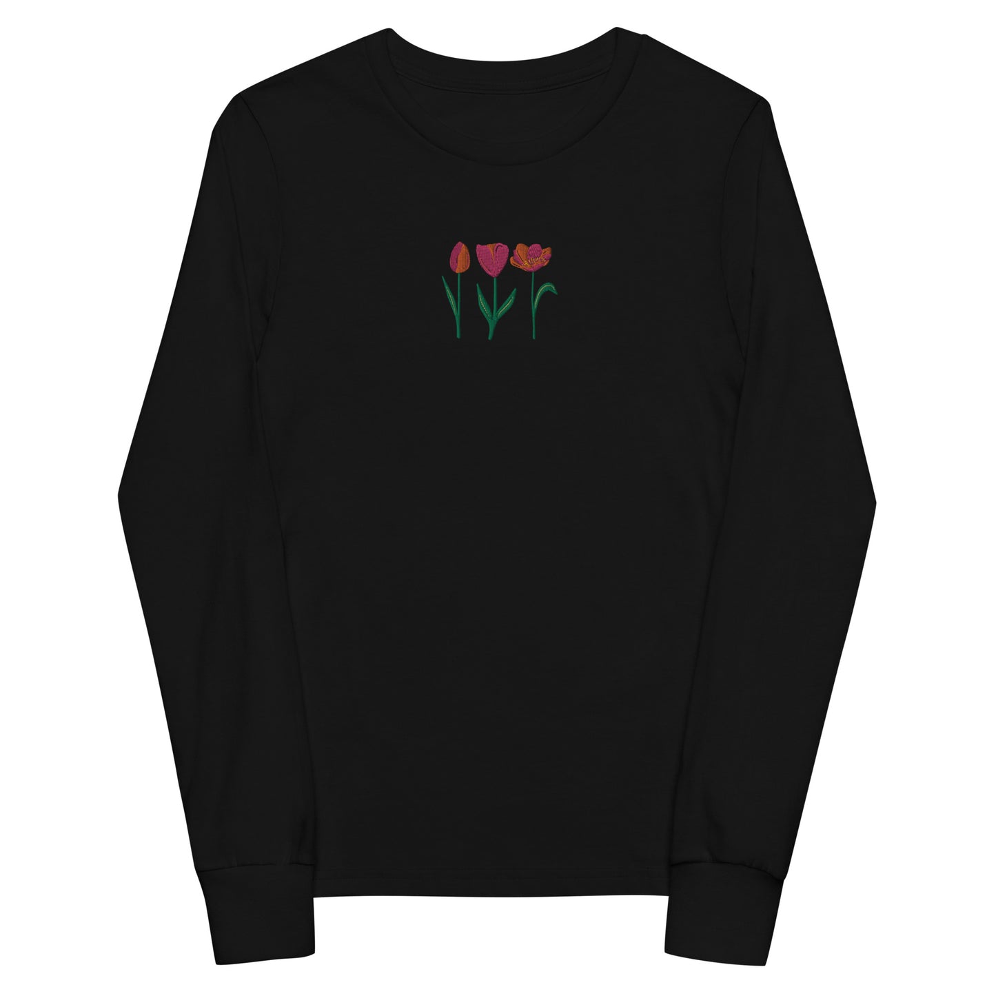 Three Tulips Embroidered Youth long sleeve tee