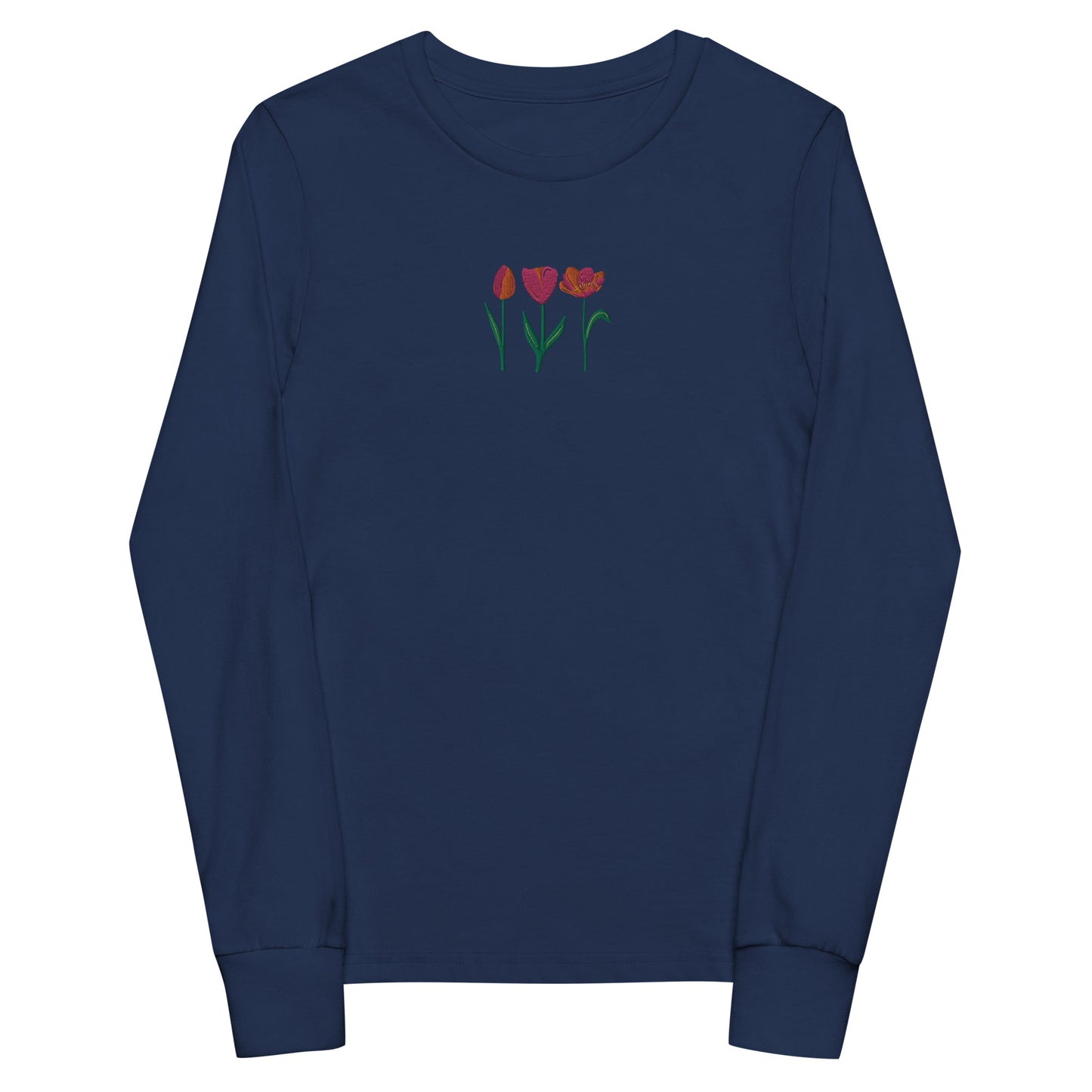 Three Tulips Embroidered Youth long sleeve tee