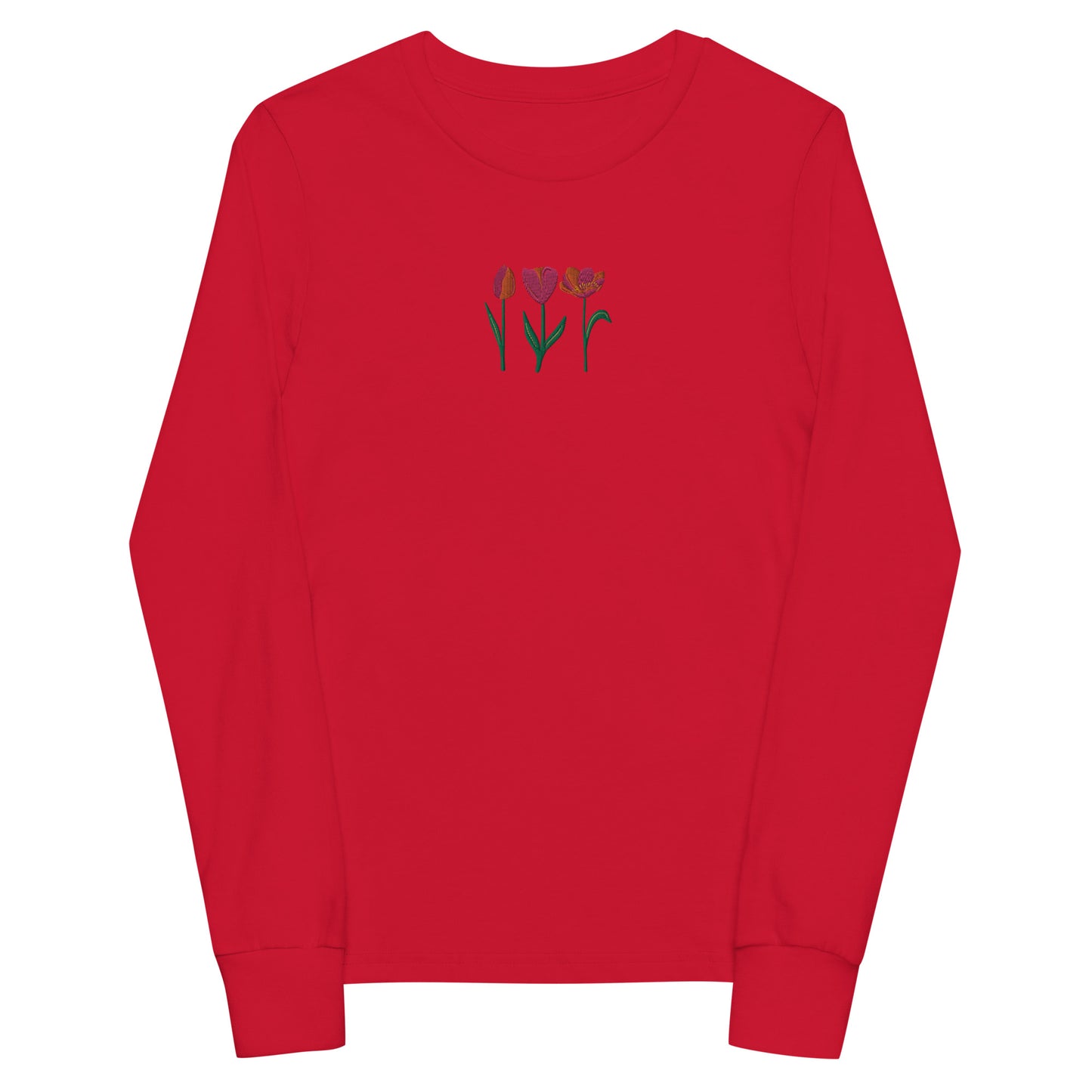 Three Tulips Embroidered Youth long sleeve tee