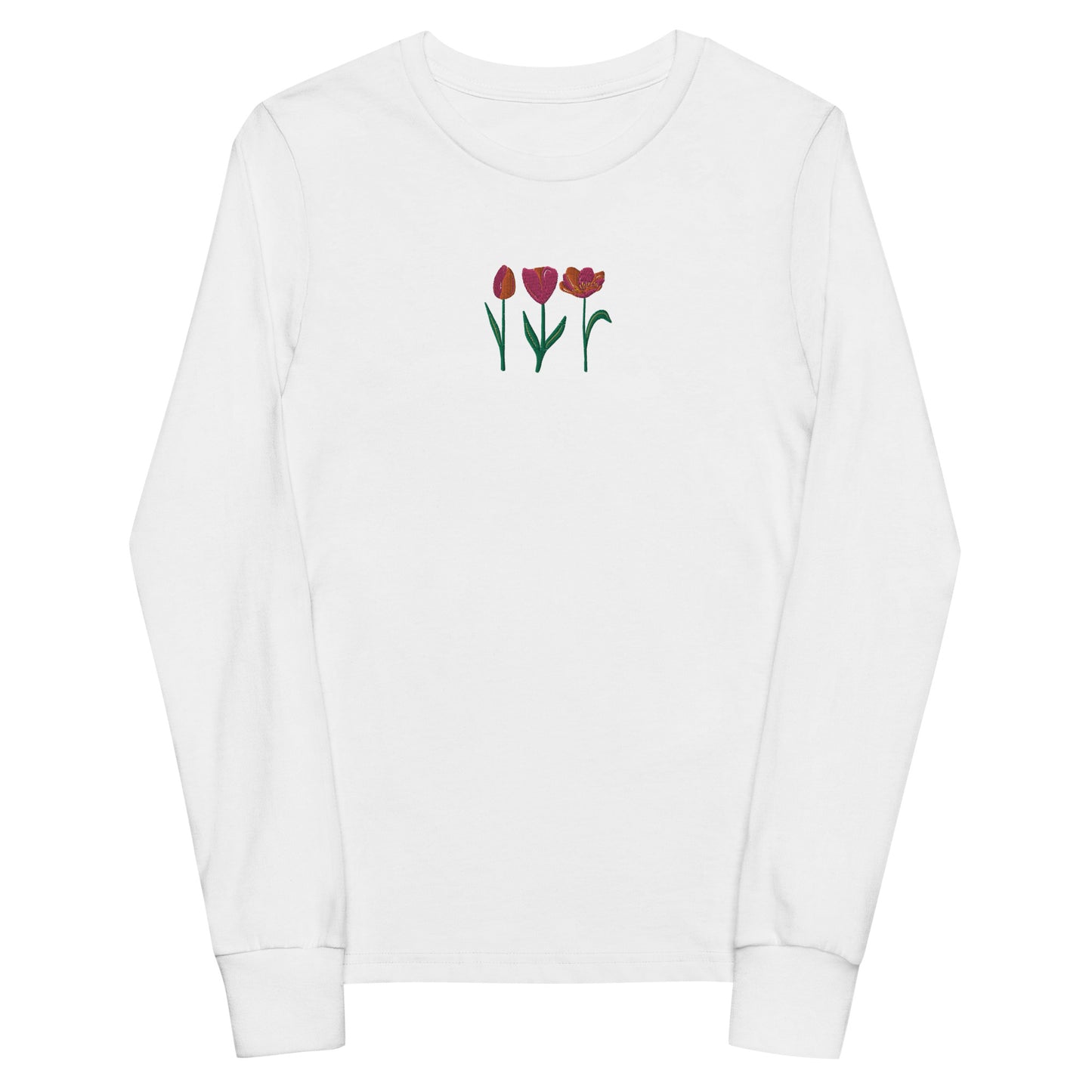 Three Tulips Embroidered Youth long sleeve tee